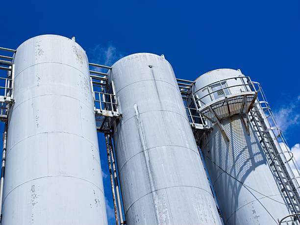 istock Grain silos against deep blue skies at food processing plant 2229596086