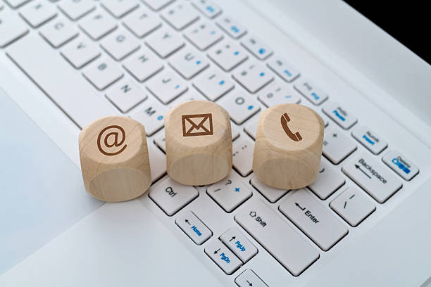 istock Contact us icons on laptop keyboard 2229596356