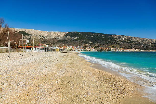 Beach at Baska town, island Krk, Croatia.