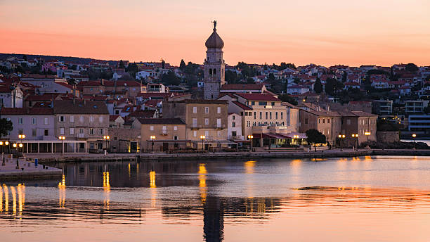Krk town, island Krk, Croatia in morning.
