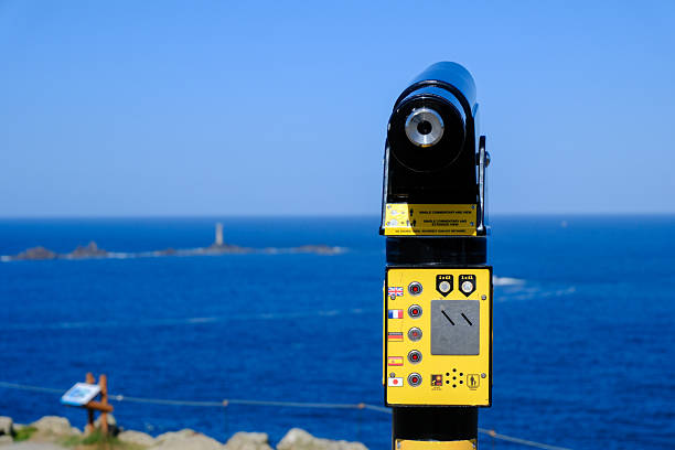 Coin operated binoculars in front of Manhattan view in New York City