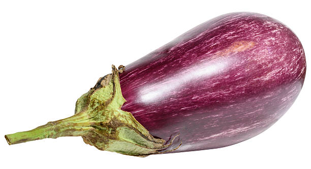istock Fresh striped eggplant, isolated background. 2229611745