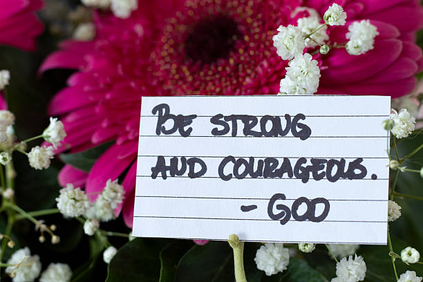 istock Be strong and courageous, God, inspirational handwritten Christian text 2229612959