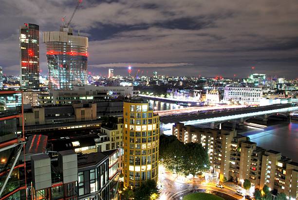 LONDON, United Kingdom – August 10, 2016: View of modern architectures in london at night