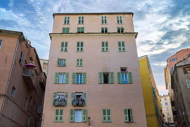 Corsica, Bastia, typical colorful houses in the historic center