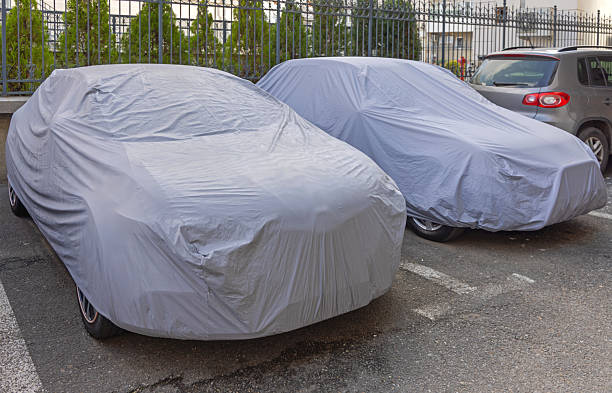 istock Two Cars Under Tarp 2229621683