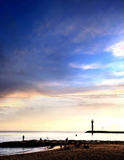 Empty beach at sunset on the coast