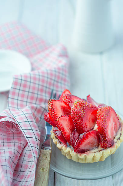 istock Strawberry Tart on a Glass Plate with a Rustic Fork 2229640784