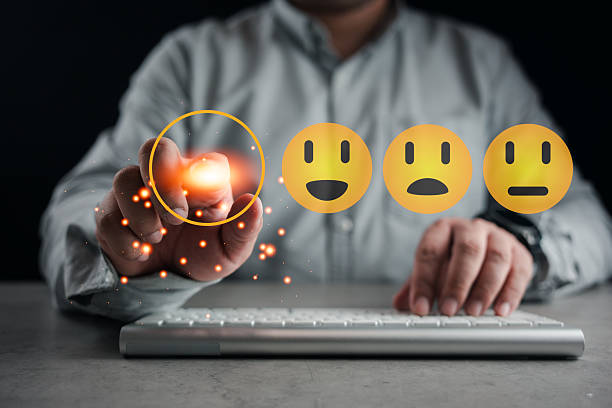 istock Customer or Client show Good Neutral or Negative feedback and satisfaction rating. 2229655293