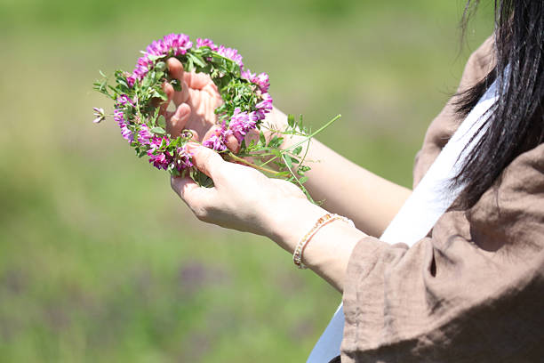Woman making a flower crown