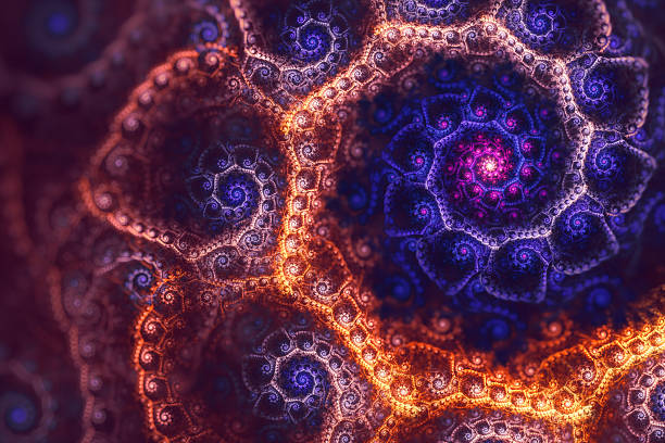 istock Abstract fractal background. Glowing fibonacci spiral. Infinite spirals with 3D depth effect. 2229662897