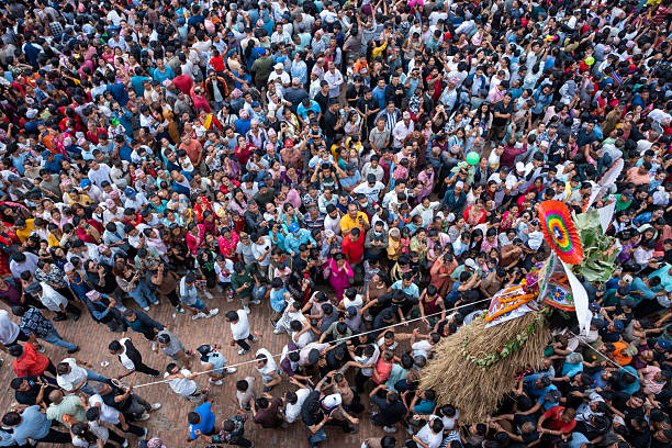 10th August 2025. Bhaktapur, Nepal. Nepalese people celebrated Gaijatra Festival.