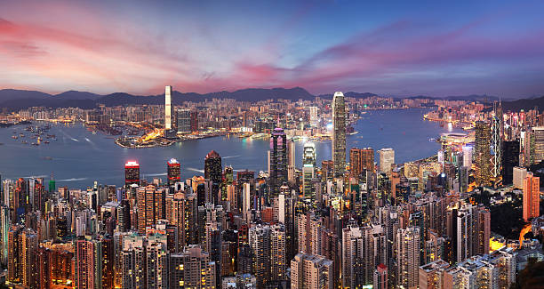 istock Hong Kogn downtown and building at night, China 2229665846