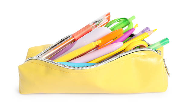istock Different stationery in pencil case isolated on white 2229665884