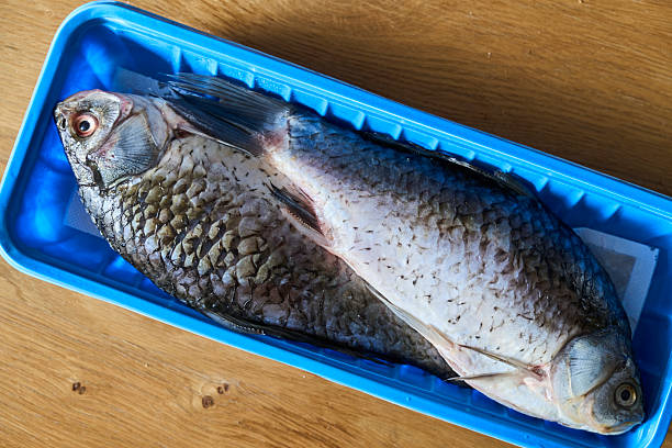 Fresh fish bought from the supermarket, prepared for cooking