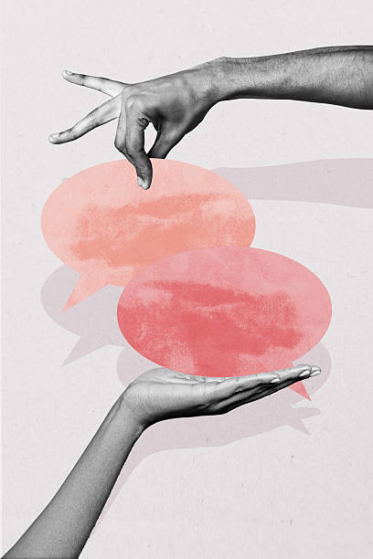 istock Composite trend artwork sketch image photo collage of anonymous two wrist hand hold message speech bulb textbox sms conversation app 2229670800