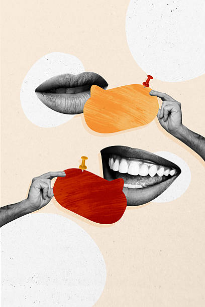 istock Composite trend artwork sketch image 3D photo collage of abstract speech cloud message sms textbox mouth lips speech hand hold app date 2229670802