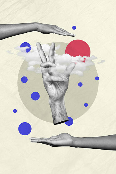 istock Trend artwork composite sketch image photo collage of black white two hands hold clouds heaven sky huge arm catch gesture hunter levitate 2229671324
