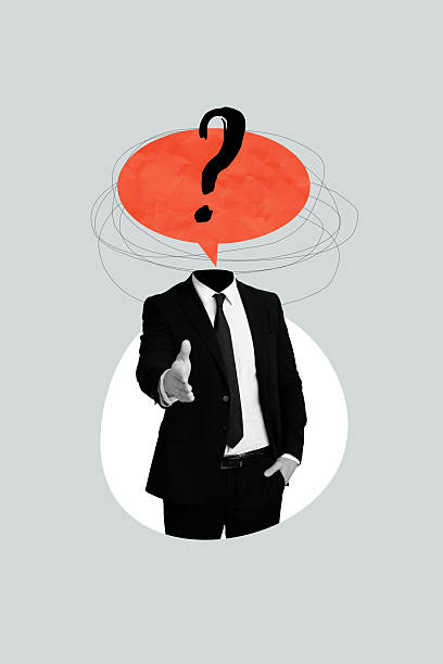 istock Vertical photo collage of anonym man reach hand shake greeting instead head bubble question mark dilemma isolated on painted background 2229671384