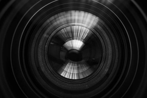istock Macro camera lens,Photo Camera or Video lens close-up on black background DSLR objective 2229672598