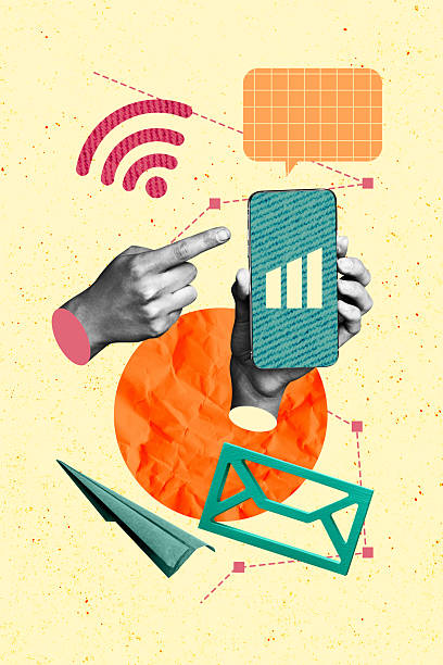istock Sketch collage image of person use device touch screen wifi connection isolated on drawing background 2229672923