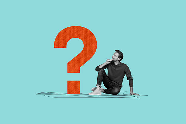 istock Composite creative art collage of serious man think theory solution question mark ponder brainstorm isolated on painted background 2229673471