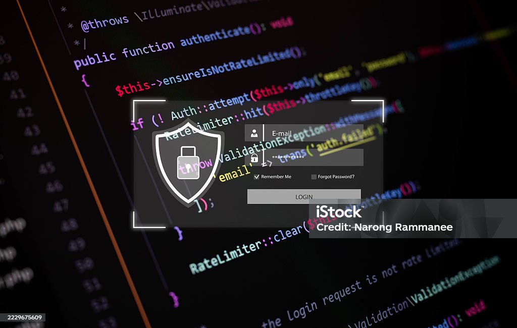 Secure Login Interface Over Programming Code Background Symbolizing ...