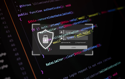 Secure Login Interface Over Programming Code Background Symbolizing ...