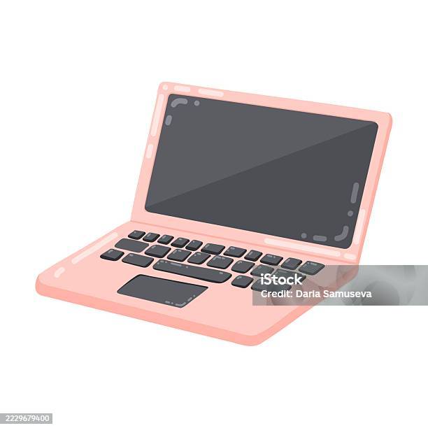 Pink Computer Cartoon Transparent Background Modern Pink Laptop Computer Illustration Stock Illustration - Download ...