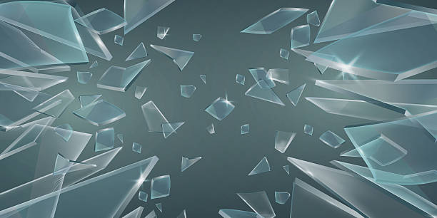 istock Realistic flying glass shards flying in all directions. 2229683437