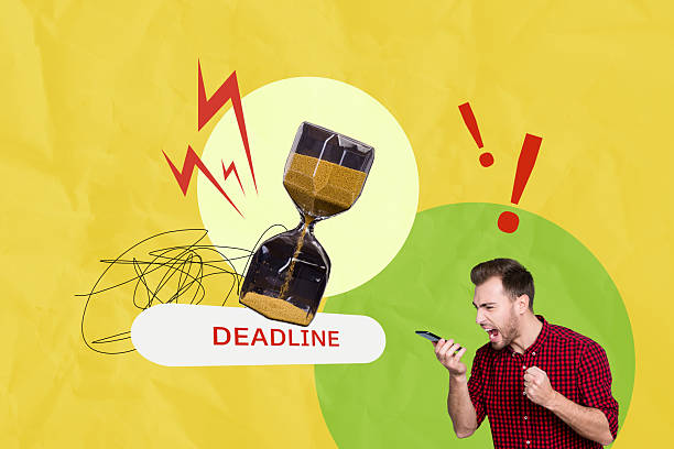 istock Trend artwork composite sketch image 3D collage of clock time deadline late schedule young man hand hold smartphone call talk scream bully 2229688177