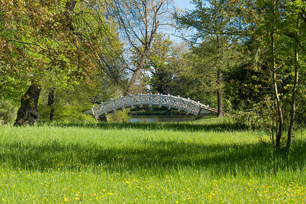 istock White decorative bridge in the park. 2229688245