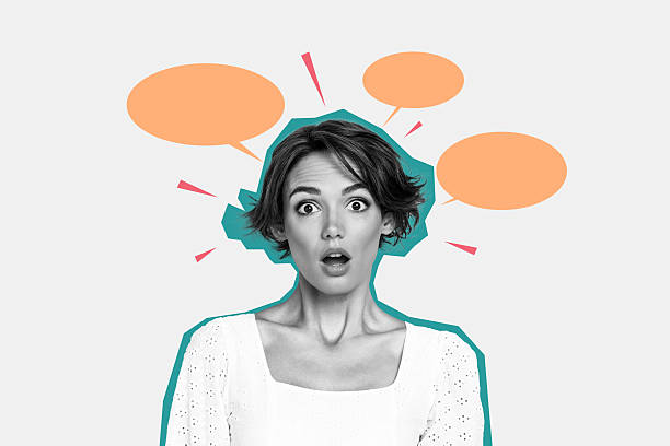 istock Composite trend artwork sketch image photo collage of empty space silhouette young lady shocked face emoji portrait talk speech cloud bulb 2229688668