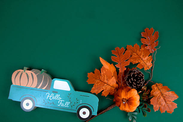 istock Autumn decor on a green background, space for text. 2229689278