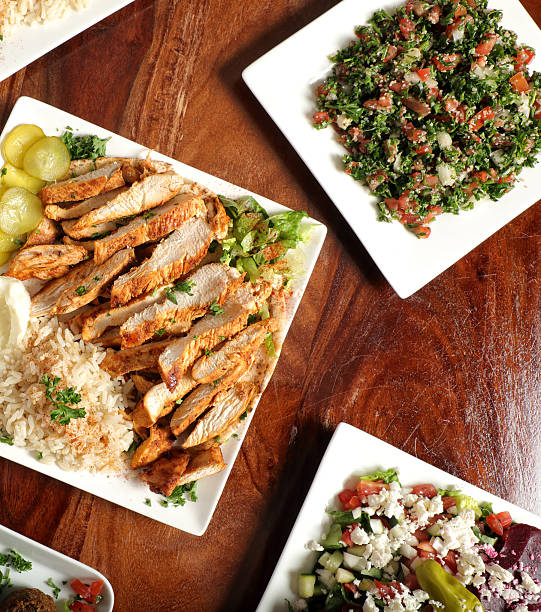 istock Various Middle Eastern traditional food in ceramic plate on wooden table 2229689305