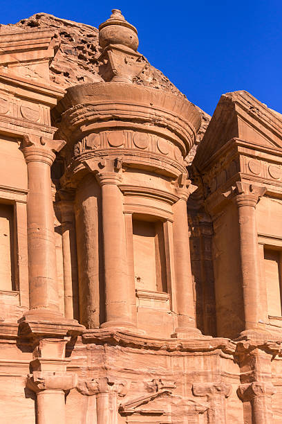Ad Deir Monastery in the ancient city of Petra, Jordan close-up view, UNESCO World Heritage Site