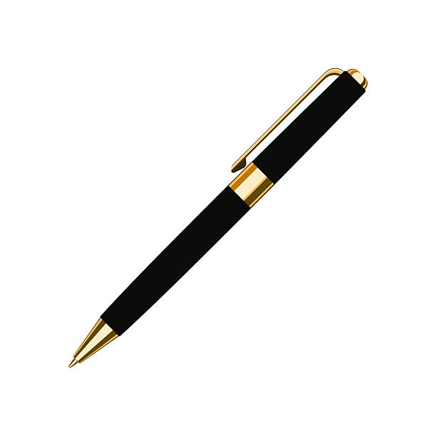 istock Black and gold twist mechanism ballpoint pen. Vector illustration isolated on white background 2229693566