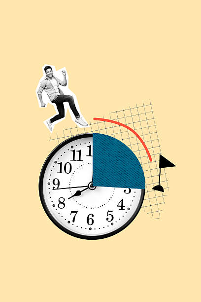 istock Vertical photo collage of happy man run time deadline limit expire flagpole aim development success goal isolated on painted background 2229695246