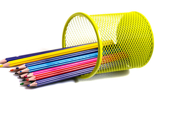 Color pencils on a white background,