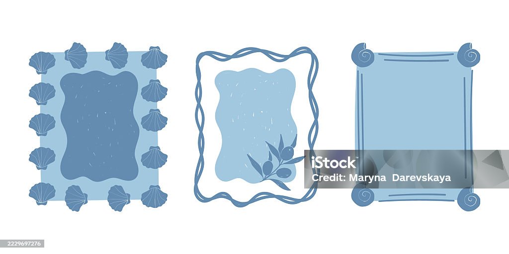 Rectangle Shell Frame Drawing Minimalistic Decorative Rectangular Frames In A Mediterranean Style ...