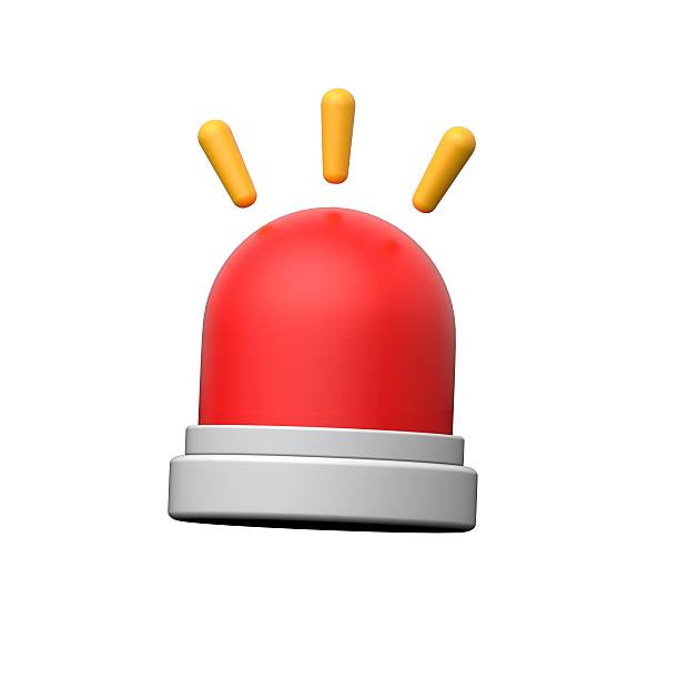 A vibrant 3D rendering of a red emergency light isolated on white background.