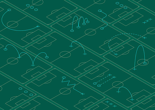 bildbanksillustrationer, clip art samt tecknat material och ikoner med football (soccer) field: game strategy and analysis layout - fotboll lagsport