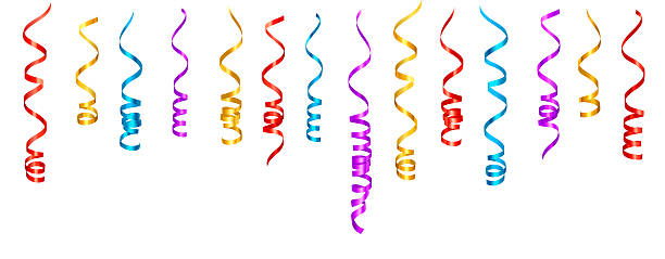 istock Gold Metallic Spiral Ribbon Confetti. Gold foil Streamer. Festive Decoration 2229710158