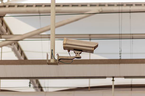 istock Security CCTV camera on the public area. Closed-circuit television. 2229710164
