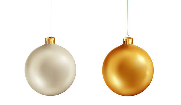 istock Gold Christmas bauble on white background. Christmas decoration 2229710201
