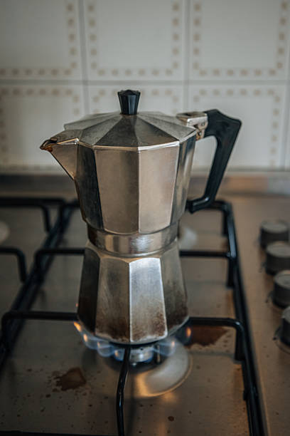 istock Authentic Italian Coffee Brewing in Old Metal Moka Pot 2229714867