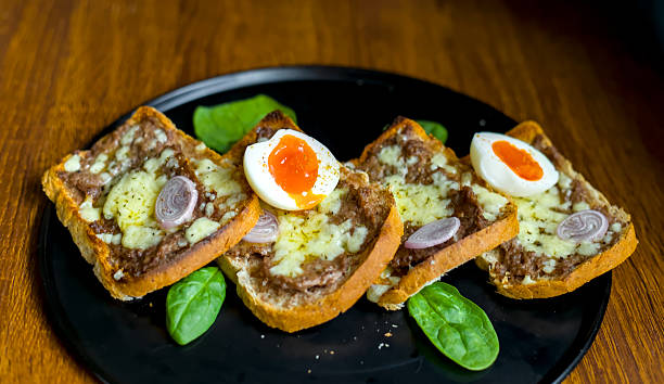 istock Minced Beef and Pork Snack Appetizer Toast with Cheese 2229716555