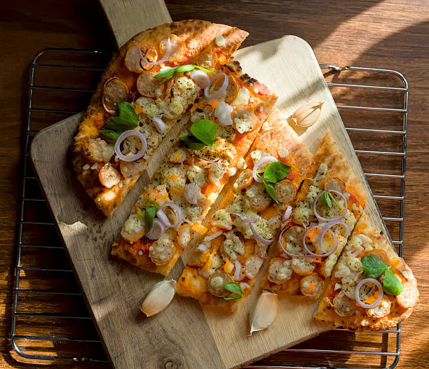 Pizza Naan Bread Slices with Garlic and Shallots