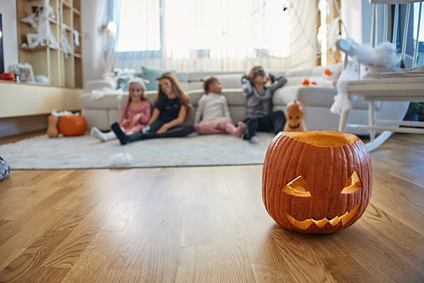 istock A group of children playing on a Halloween day 2229722325