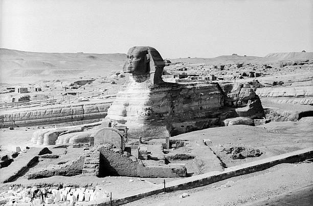 Giza, Egypt - 1972: monument of Great Sphinx